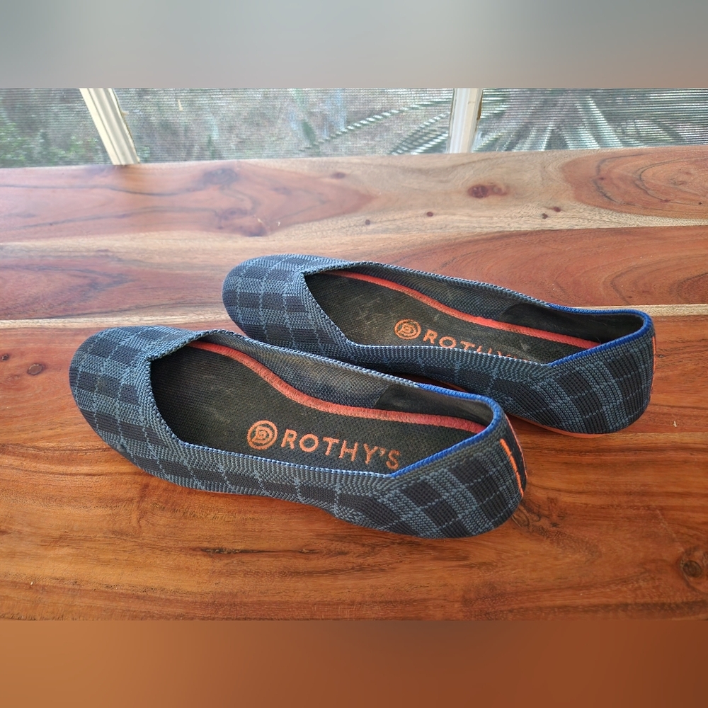 Rothy's Women's Blue Plaid Flats